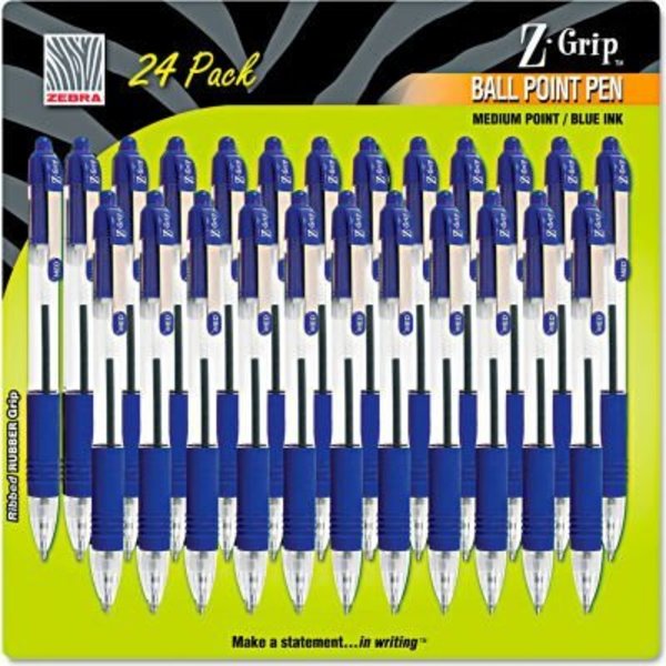 Zebra Pen Zebra Z-Grip Retractable Ballpoint Pen, Blue Ink, Medium, 24/Pack 12225